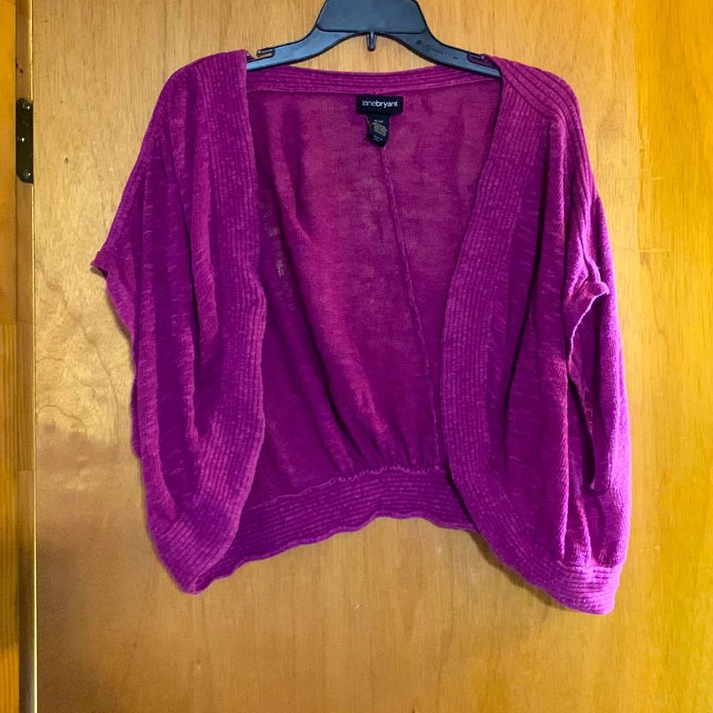 Purple 18/20 Lane Bryant shrug. See through